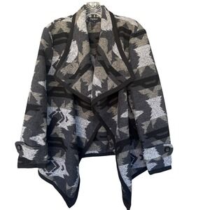 Papillon Coatigan Womens XL Gray Southwestern Geometric Open Front Pockets